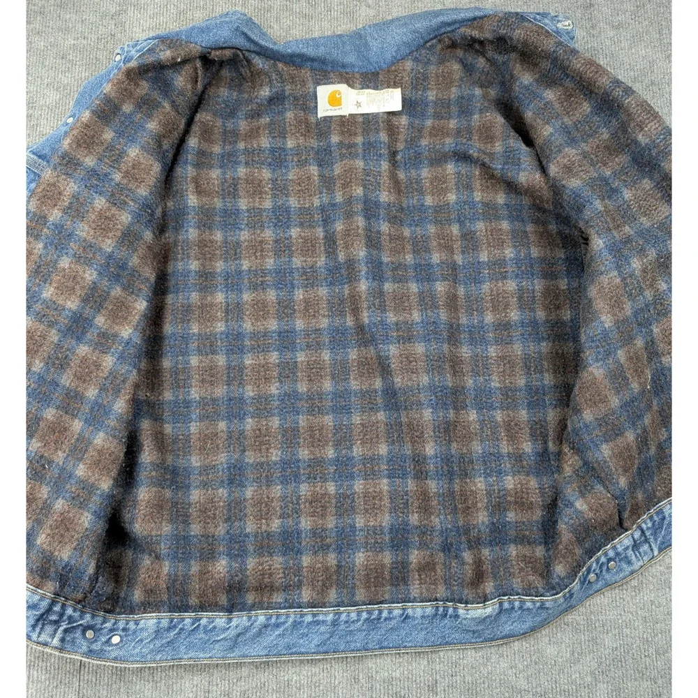 Carhartt Denim Jacket Mens 2XL Blanket Lined USA Made JB0998 Crispy Work Wear 90